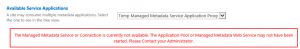 Metadata Service currently not availible