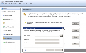 SSRS Backup Encryption Keys