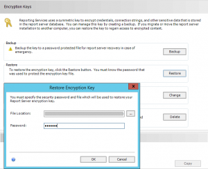 SSRS Restore Encryption Keys