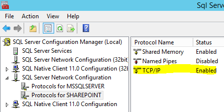 sql server configuration manager enable tcpip