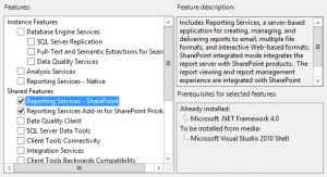 sql server reporting services feature installation