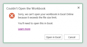 Power BI 250mb workbook size limit