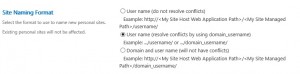 sharepoint mysites naming format