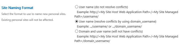 sharepoint mysites naming format